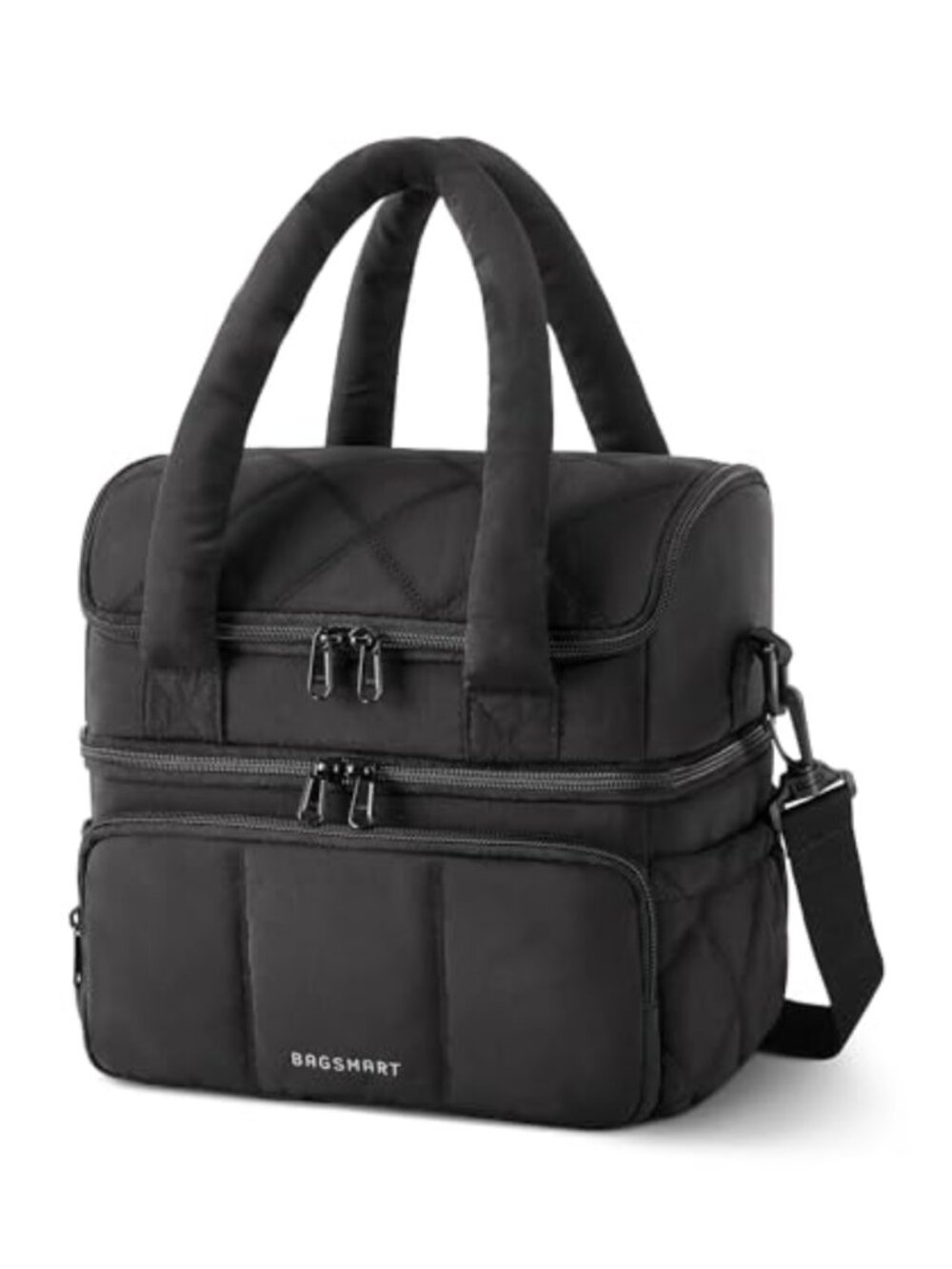 Insulated Lunch Bag Double Deck Quilted Puffer Lunch Tote Leakproof Spacious